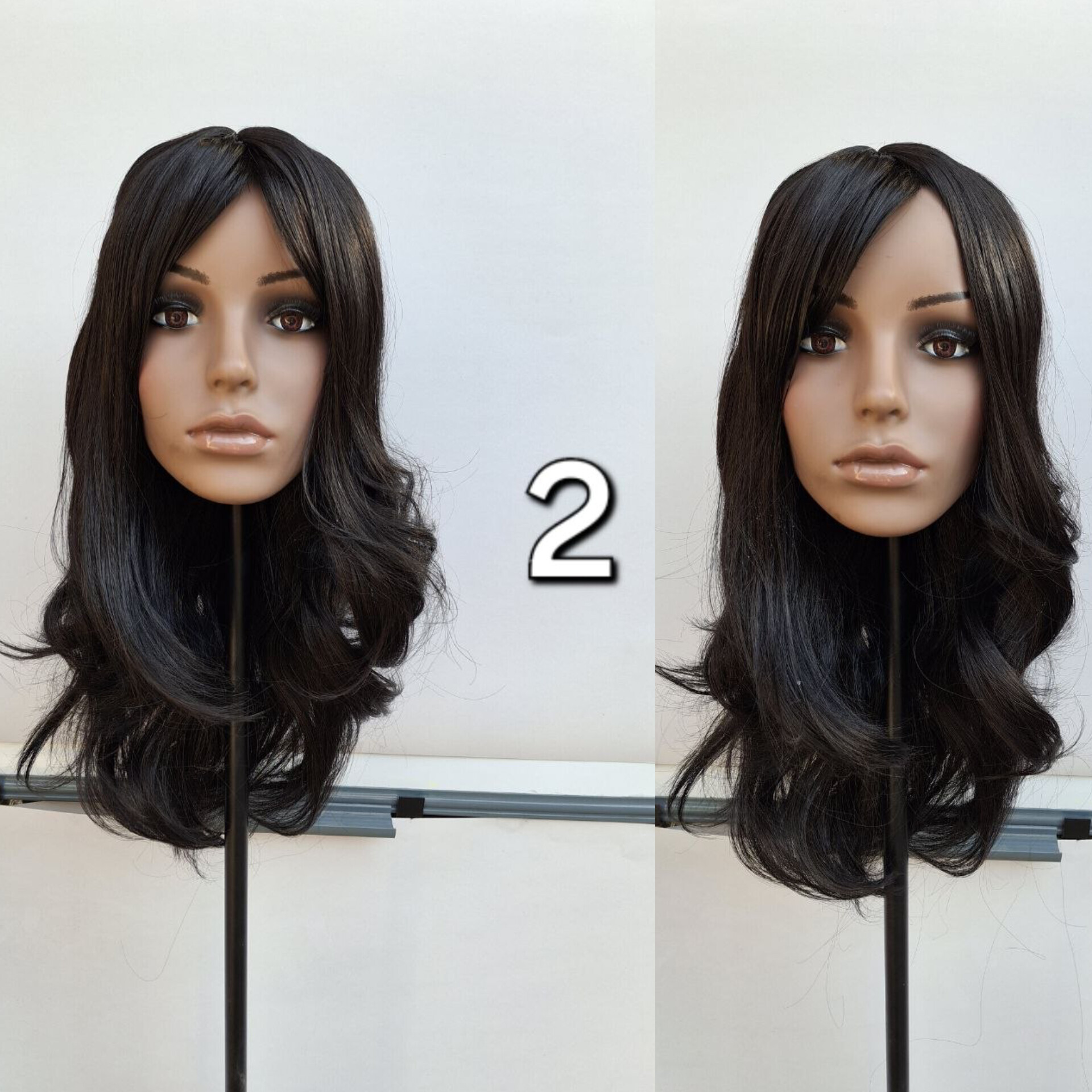 کلاه گیس حالتدار بلند چتریدار فرق ثابت تکرنگ کد 2