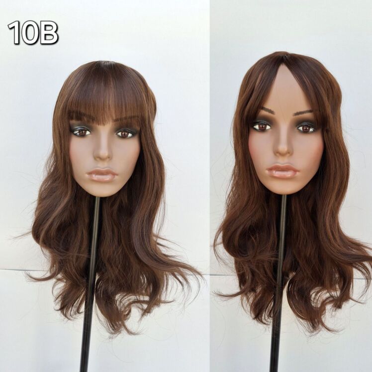 کلاه گیس حالت دار بلند چتری دار فرق ثابت تک رنگ کد 10B
