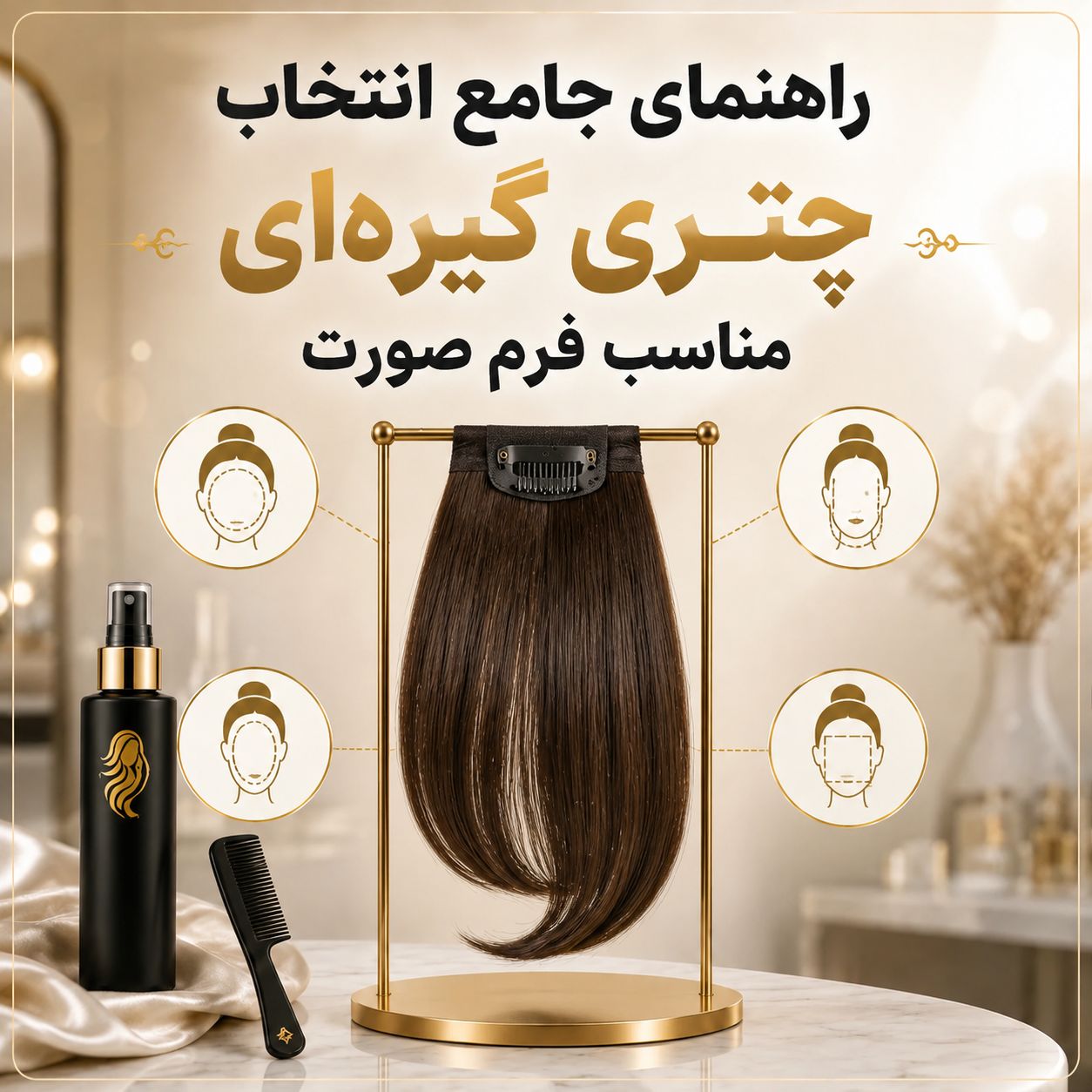 راهنمای جامع انتخاب چتری گیرهای مناسب فرم صورت؛ رازهای تغییر چهره در ۳۰ ثانیه
