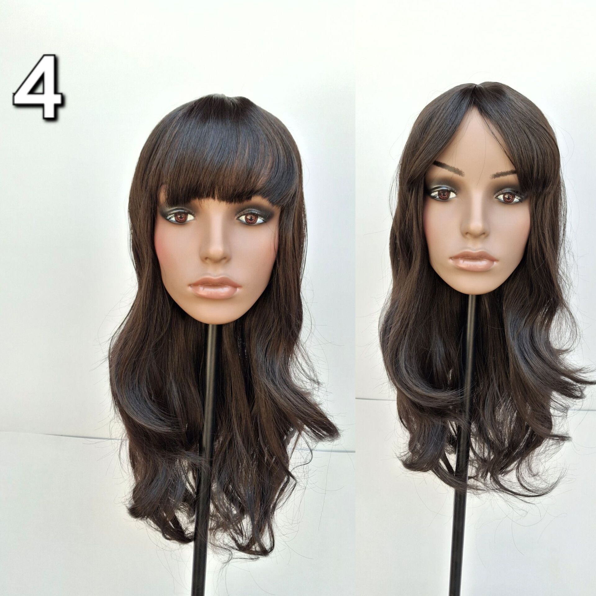 کلاه گیس حالت دار بلند چتری دار فرق ثابت تک رنگ کد 4 