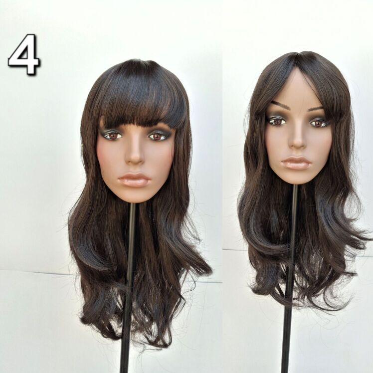کلاه گیس حالت دار بلند چتری دار فرق ثابت تک رنگ کد 4