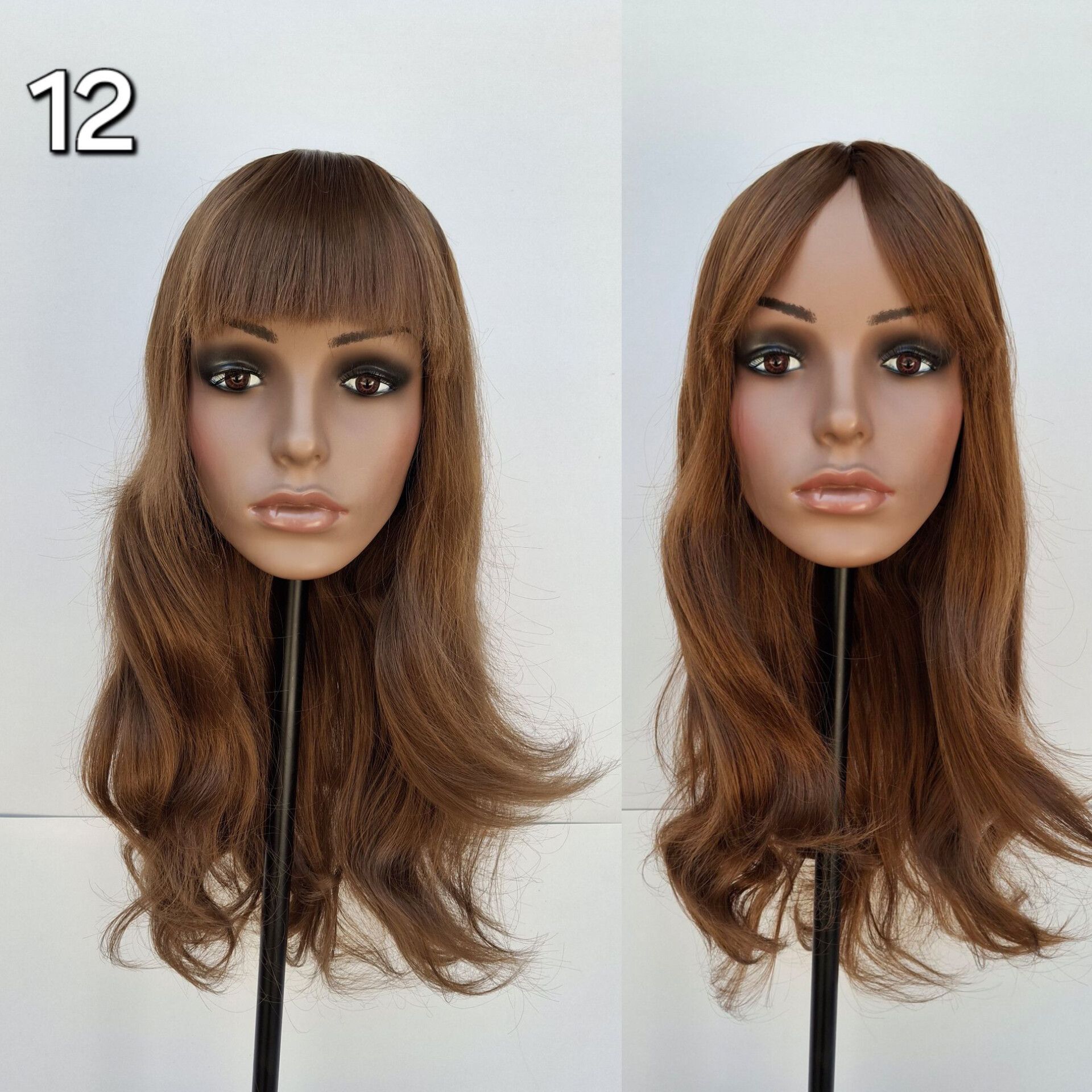 کلاه گیس حالت دار بلند چتری دار فرق ثابت تک رنگ کد 12