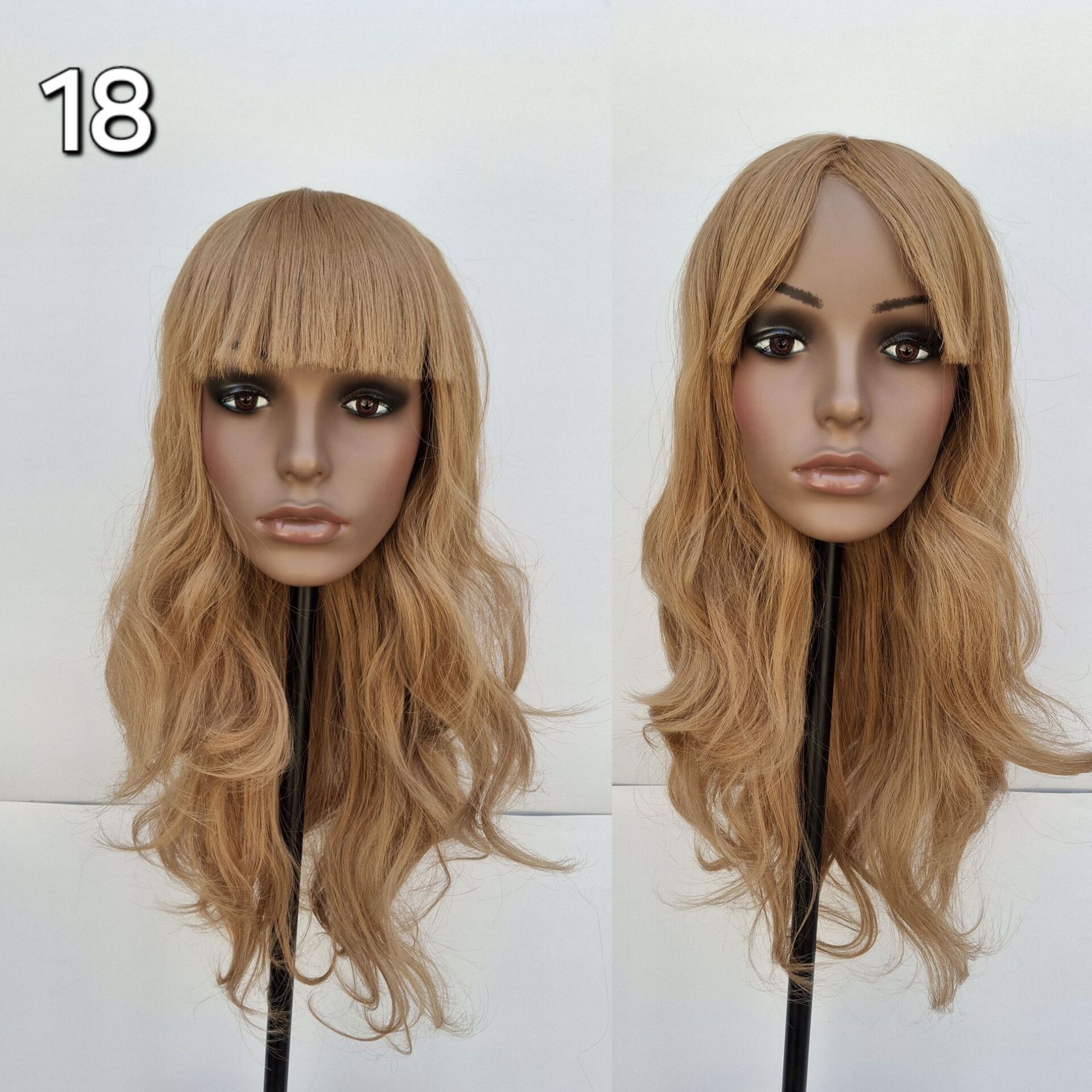کلاه گیس حالت دار بلند چتری دار فرق ثابت تک رنگ کد 18