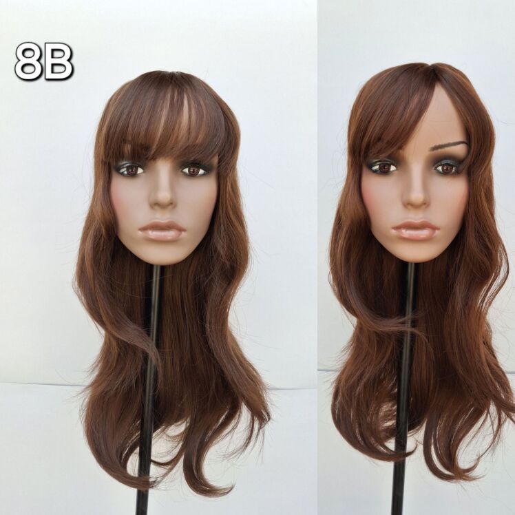 کلاه گیس حالت دار بلند چتری دار فرق ثابت تک رنگ کد 8B